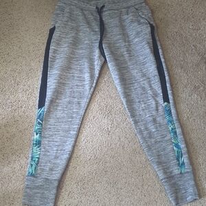 VS PINK Gray Athletic‎ Jogger Leggings Tropical Panel Women's Size Small